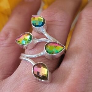 💗Mystic Topaz Wrap Sterling Silver Ring 925